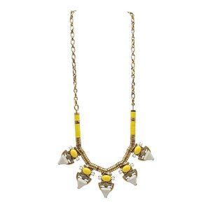 Stella and Dot Pavilion Yellow White Statement Necklace 27 in